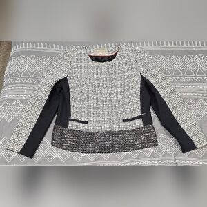 Banana Republic Tweed Black White And Cream Blazer Size 8